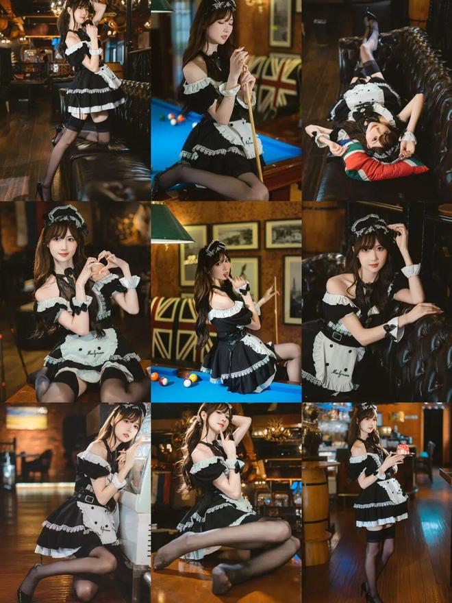 女仆风写线个动作姿势漂亮气质又复古性感又显身材